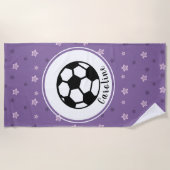Schattige Voetbal Paarse Meisje Naam Custom Strandlaken (Voorkant)