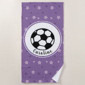 Schattige Voetbal Paarse Meisje Naam Custom Strandlaken (Voorkant)