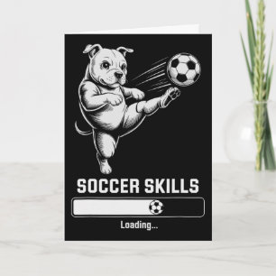 Schattige Voetbal Pug Vaardigheden Laden Hond Scor Kaart