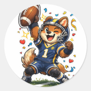 SCHATTIGE VOETBAL PUPPY TOUCHDOWN STICKER