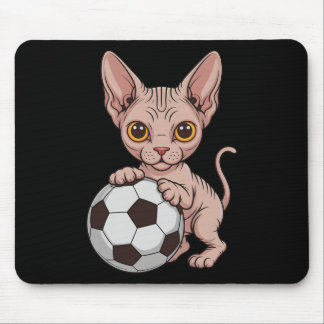 Schattige Voetbal Sphynx Alleen Meisje Dat Katten  Muismat