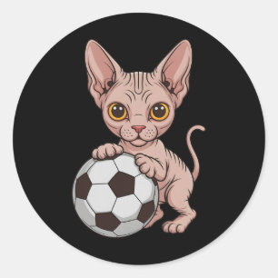 Schattige Voetbal Sphynx Alleen Meisje Dat Katten Ronde Sticker