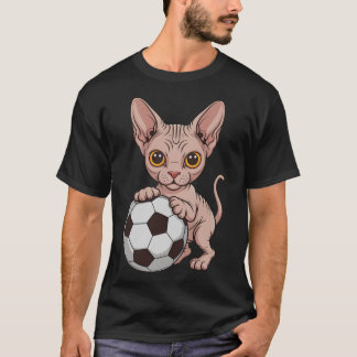 Schattige Voetbal Sphynx Alleen Meisje Dat Katten  T-shirt