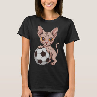 Schattige Voetbal Sphynx Alleen Meisje Dat Katten  T-shirt