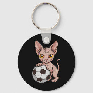 Schattige Voetbal Sphynx Alleen Meisje Dat Van Kat Sleutelhanger