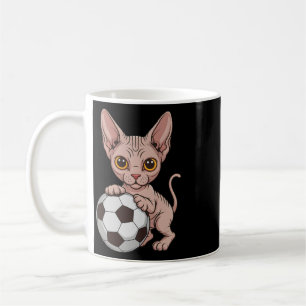 Schattige Voetbal Sphynx Gewoon Meisje Dat Van Kat Koffiemok