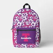 Schattige Voetbal sport toevoegen monogram Bedrukte Rugzak (Voorkant)