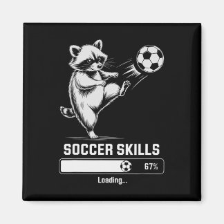 Schattige Voetbal Wasbeer Vaardigheden Laden Score Magneet