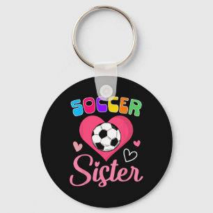 Schattige Voetbal Zus Hart Sleutelhanger