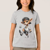 Schattige Voetbalgiraffe Kinderen Tri-Blend Shirt (Voorkant)
