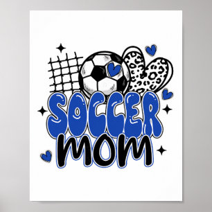 Schattige Voetbalmoeder Luipaard Grappige Voetbal Poster