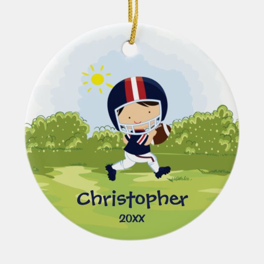 Schattige Voetbalspeler Sport Kerst Ornament (Voorkant)