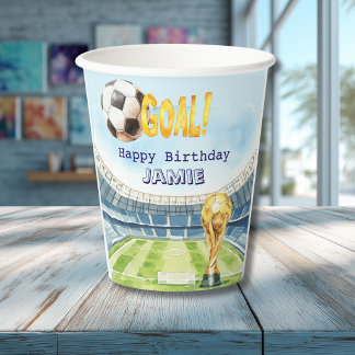 Schattige voetbalwereldkampioenschap kinderverjaar papieren bekers