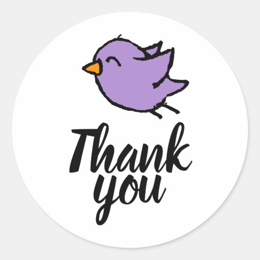 Schattige Vogel Bedankt Zakelijk Ronde Sticker (Voorkant)