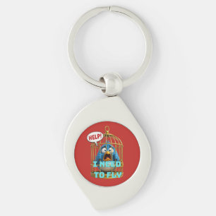 Schattige Vogel in een Kooi Vrijheid & Dier Sleutelhanger