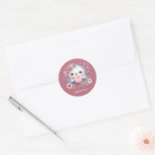 Schattige Vogel Roze Hart Liefde Gelukkige Valenti Ronde Sticker (Envelop)