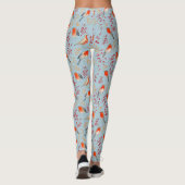 Schattige Vogelblauw Robin Winterkerstpatroon Leggings (Achterkant)