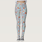 Schattige Vogelblauw Robin Winterkerstpatroon Leggings (Voorkant)