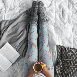 Schattige Vogelblauw Robin Winterkerstpatroon Leggings