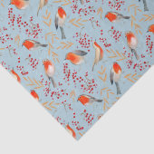 Schattige Vogelblauw Robin Winterkerstpatroon Tissuepapier (Detail)
