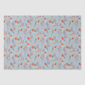 Schattige Vogelblauw Robin Winterkerstpatroon Tissuepapier (Voorkant)