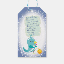 Schattige vogelhaak haakgaren Kerst label Cadeaulabel