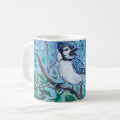 Schattige vogelkijkend kunstwerk koffiemok (Voorkant links)