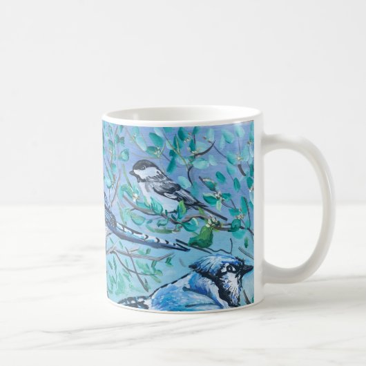 Schattige vogelkijkend kunstwerk koffiemok (Rechts)