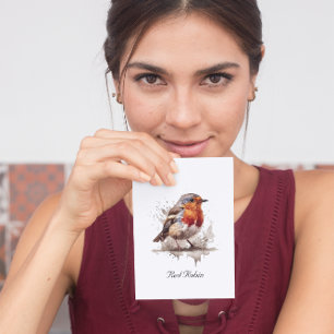 Schattige vogelrood robin aanpasbaar notitiekaartje