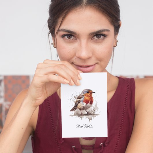 Schattige vogelrood robin aanpasbaar notitiekaartje