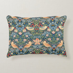 Schattige Vogels, Aardbeien Dief Vintage Kunst Accent Kussen