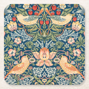 Schattige Vogels, Aardbeien Dief Vintage Kunst Kartonnen Onderzetters
