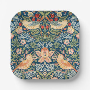 Schattige Vogels, Aardbeien Dief Vintage Kunst Papieren Bordje