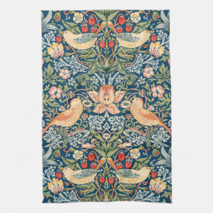 Schattige Vogels, Aardbeien Dief Vintage Kunst Theedoek