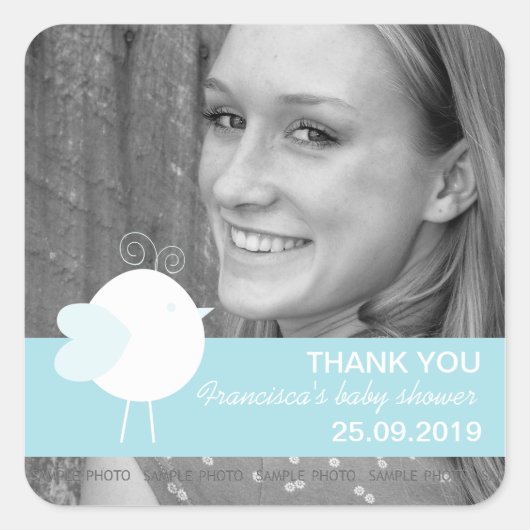 Schattige Vogels Baby shower Favor Photo Labels St (Voorkant)