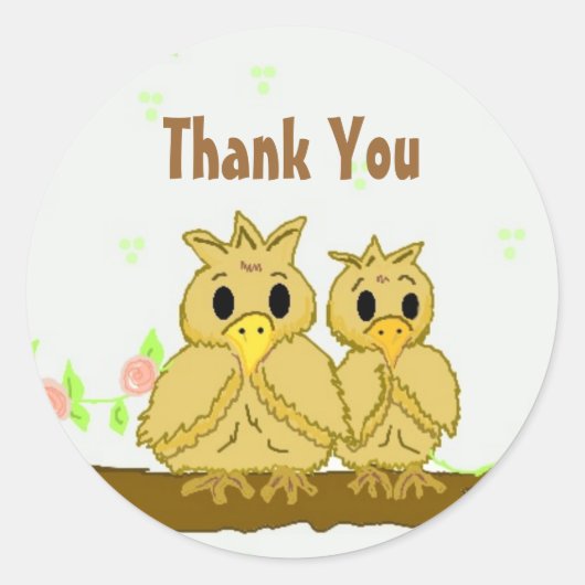 Schattige Vogels Bedanken Ronde Sticker (Voorkant)