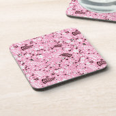 schattige vogels en roze bloemen bier onderzetter (Linkerzijde)