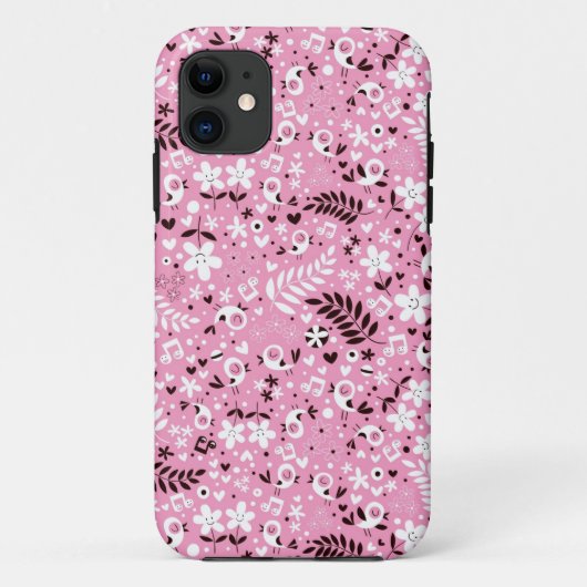 schattige vogels en roze bloemen Case-Mate iPhone case (Achterkant)