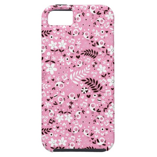 schattige vogels en roze bloemen Case-Mate iPhone case (Achterkant)