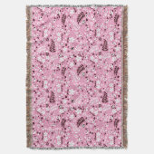 schattige vogels en roze bloemen deken (Voorkant Verticaal)