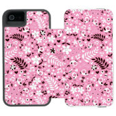 schattige vogels en roze bloemen incipio iPhone portemonnee hoesje (Agenda Open)