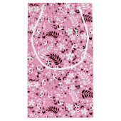 schattige vogels en roze bloemen klein cadeauzakje (Achterkant)