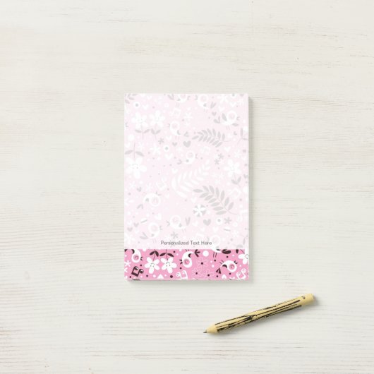 schattige vogels en roze bloemen post-it® notes (Op bureau)