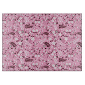 schattige vogels en roze bloemen snijplank (Voorkant)