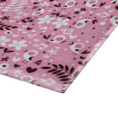 schattige vogels en roze bloemen snijplank (Hoek)