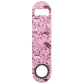 schattige vogels en roze bloemen speed flessenopener (Achterkant)