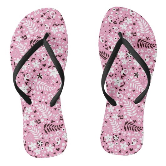 schattige vogels en roze bloemen teenslippers (Voetbed)