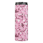 schattige vogels en roze bloemen thermosbeker (Achterkant)