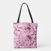 schattige vogels en roze bloemen tote bag (Achterkant)
