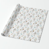 Schattige Vogels en Sneeuwmannen Cadeaupapier (Uitgerold)